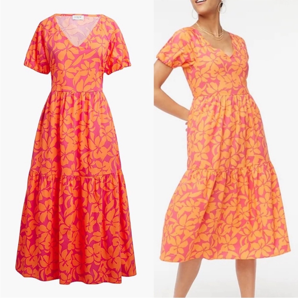 J.Crew Factory Puff Sleeved Tiered Dress | Size 10 🌺